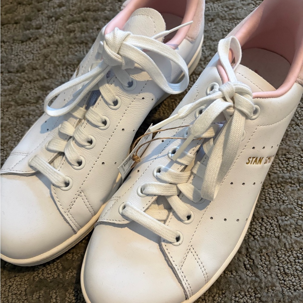Adidas Women's Stan Smith White and Pink Sneakers